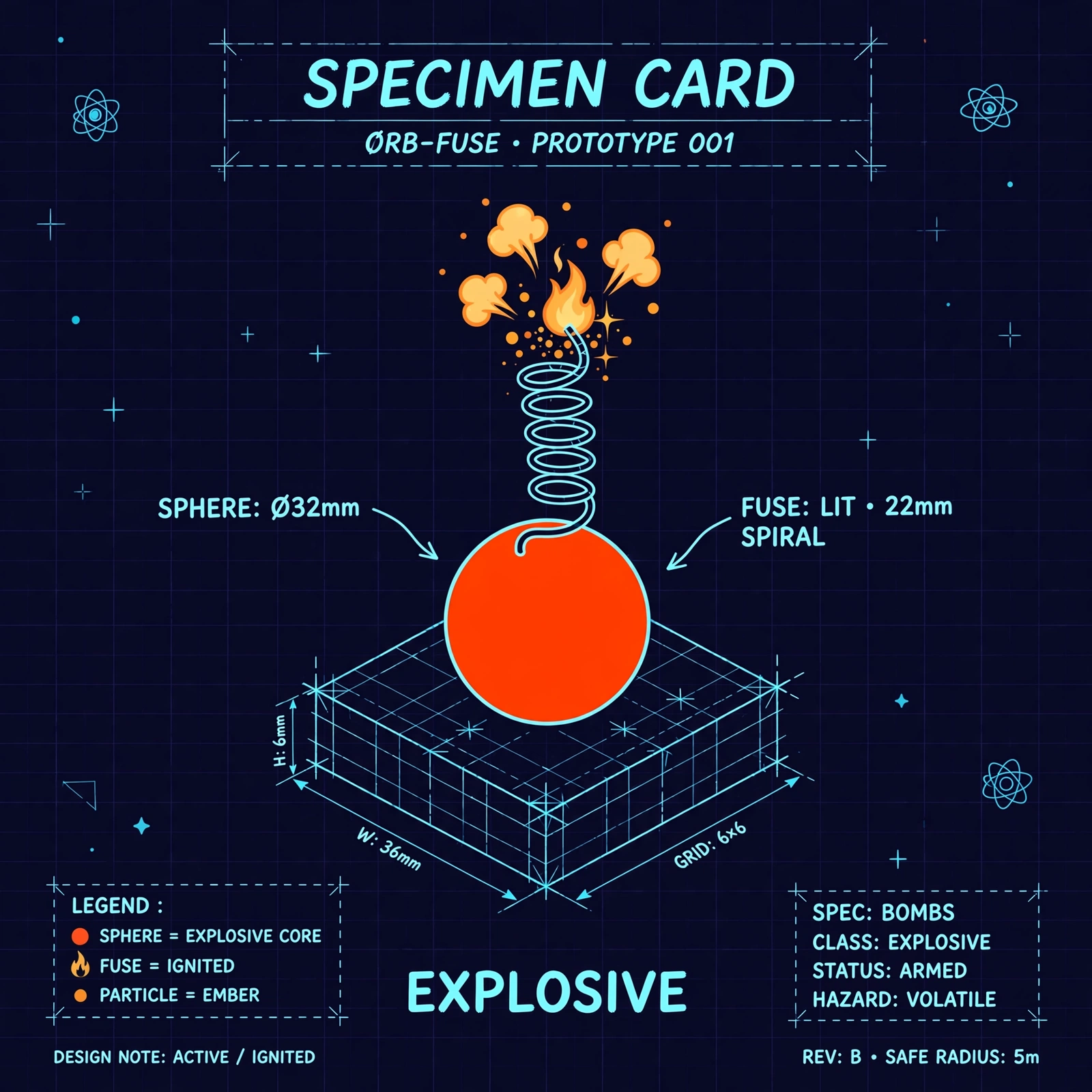 Explosive ball specimen
